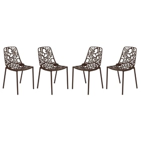 4 LeisureMod Devon Brown Aluminum Chairs