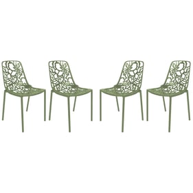 4 LeisureMod Devon Khaki Green Aluminum Chairs