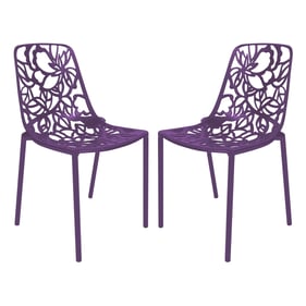 2 LeisureMod Devon Purple Aluminum Chairs