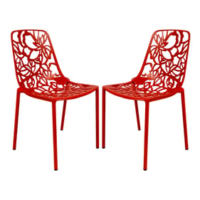 2 LeisureMod Devon Red Aluminum Chairs