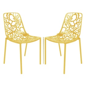 2 LeisureMod Devon Yellow Aluminum Chairs