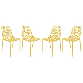 4 LeisureMod Devon Yellow Aluminum Chairs