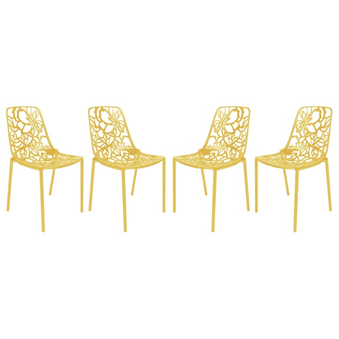 4 LeisureMod Devon Yellow Aluminum Chairs LSM-DC23Y4