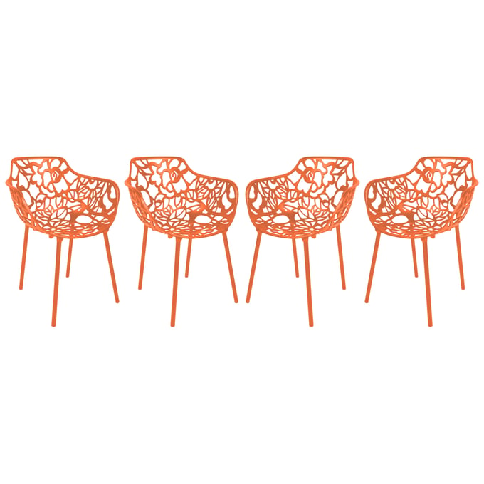 4 LeisureMod Devon Orange Aluminum Arm Chairs LSM-DCA23OR4