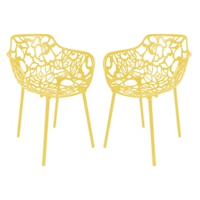 2 LeisureMod Devon Yellow Aluminum Arm Chairs