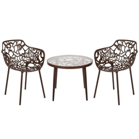 LeisureMod Devon Brown 3pc Outdoor Patio Dining Set