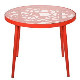 LeisureMod Devon Red Aluminum Outdoor End Table