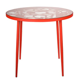 LeisureMod Devon Red Aluminum Outdoor Bistro Dining Table