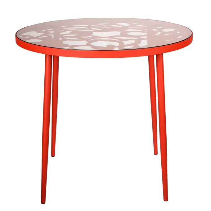 LeisureMod Devon Red Aluminum Outdoor Bistro Dining Table LSM-DT31R