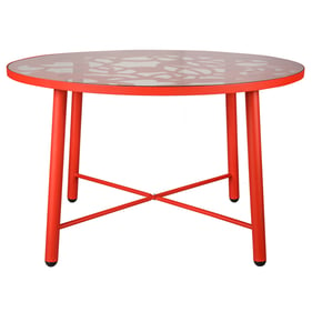 LeisureMod Devon Red Aluminum Outdoor Dining Table