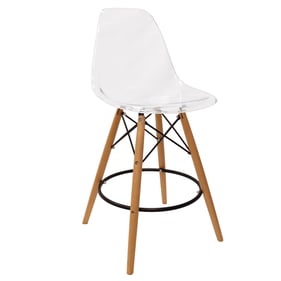 LeisureMod Dover Clear Molded Bar Chair