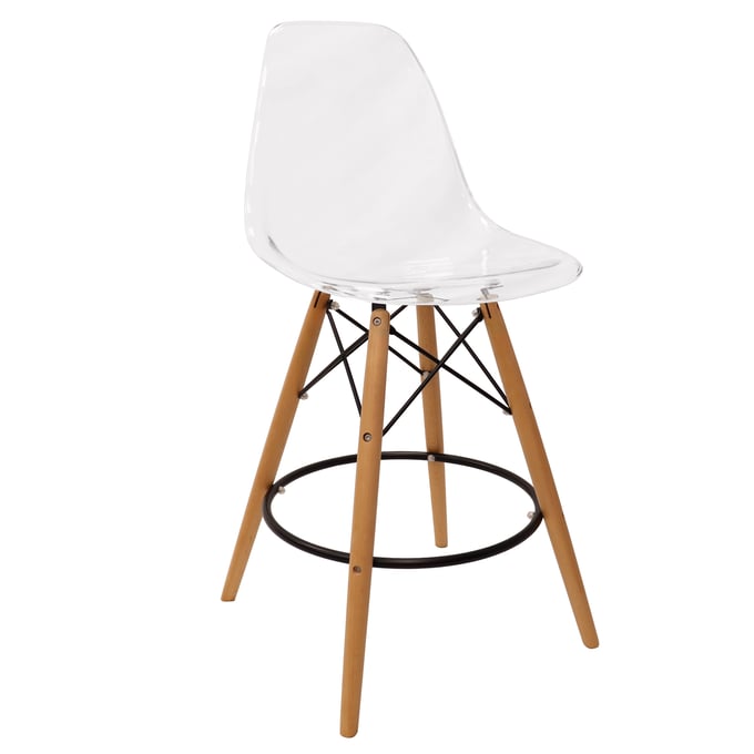 LeisureMod Dover Clear Molded Bar Chair LSM-EB31CL