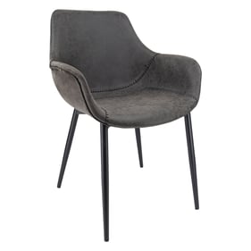 LeisureMod Markley Charcoal Black Leather Dining Armchair