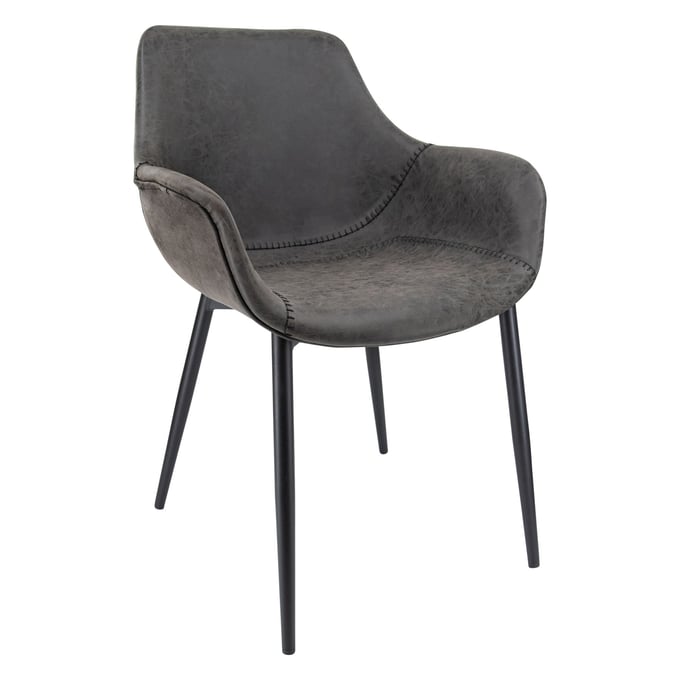 LeisureMod Markley Charcoal Black Leather Dining Armchair LSM-EC26BL