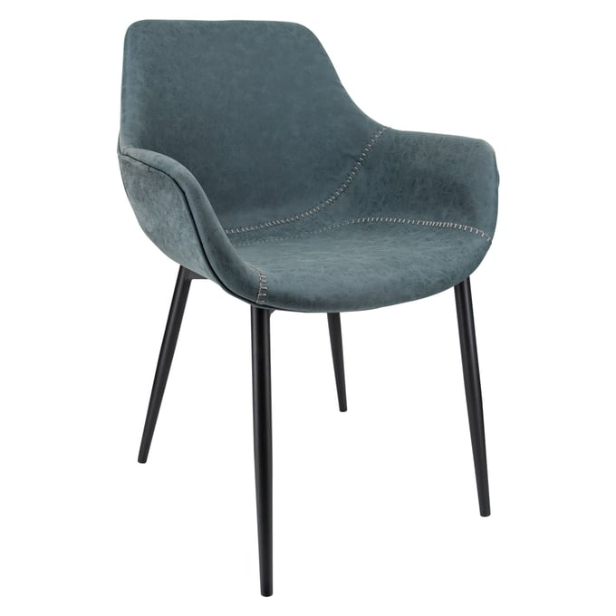 LeisureMod Markley Peacock Blue Leather Dining Armchair LSM-EC26BU