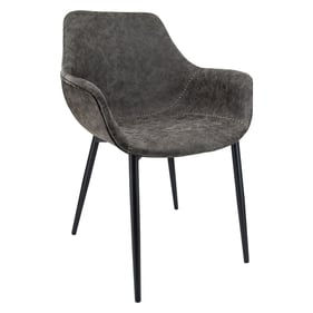 LeisureMod Markley Grey Leather Dining Armchair