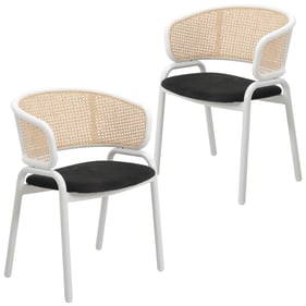 2 LeisureMod Ervilla White Black Dining Chairs