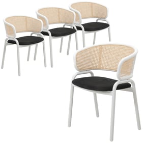 4 LeisureMod Ervilla White Black Dining Chairs