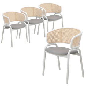 4 LeisureMod Ervilla White Grey Dining Chairs