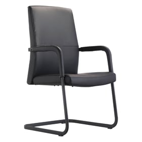 LeisureMod Evander Black Office Guest Chair