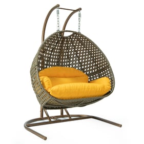 LeisureMod Egg Amber Fabric Hanging Double Swing Chair