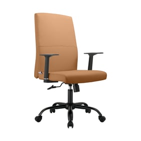 LeisureMod Evander Acorn Brown Leather Office Guest Chair