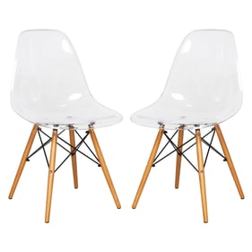 2 LeisureMod Dover Clear Molded Side Chairs