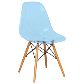 LeisureMod Dover Transparent Blue Side Chair