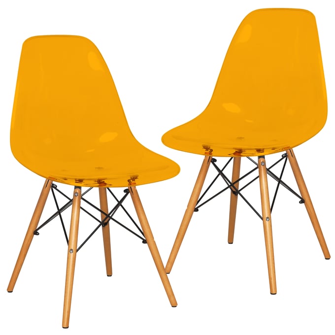 2 LeisureMod Dover Transparent Orange Side Chairs LSM-EP19TOR2