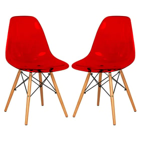 Design Edge Deniliquin 2  Transparent Red Molded Side Chairs