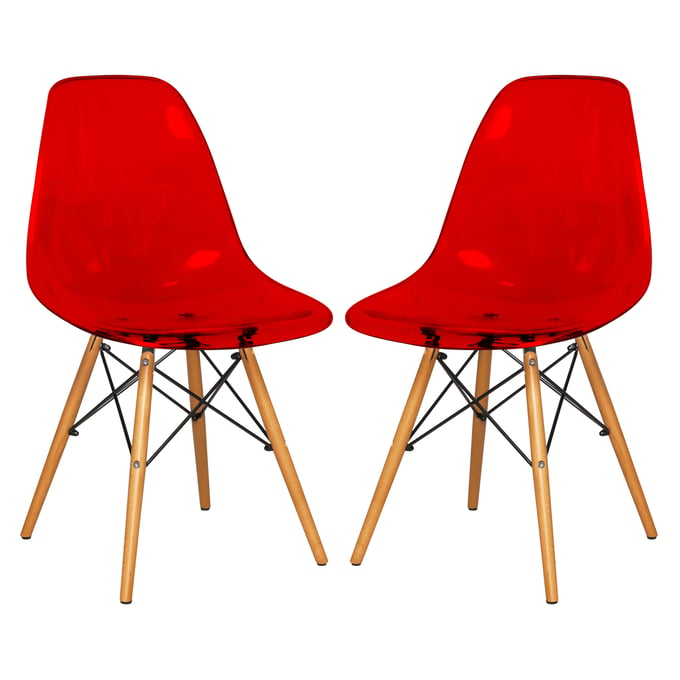 Design Edge Deniliquin 2  Transparent Red Molded Side Chairs DE-22819682