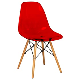 LeisureMod Dover Transparent Red Molded Side Chair