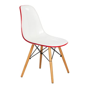 LeisureMod Dover White Red Side Chair