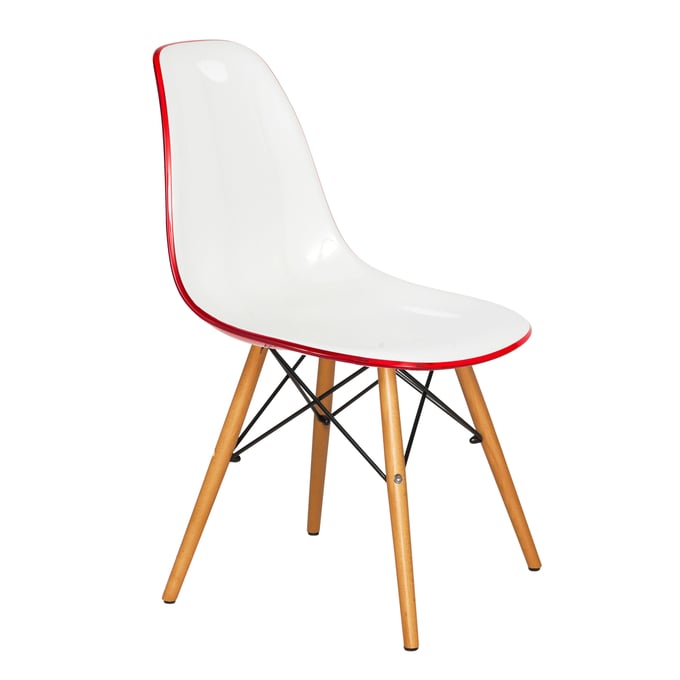 LeisureMod Dover White Red Side Chair LSM-EP19WR