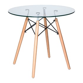 LeisureMod Dover Clear Round Bistro Dining Table