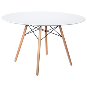 LeisureMod Dover White Round Dining Table