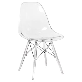 LeisureMod Dover Clear Molded Side Chair with Acrylic Base