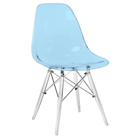 LeisureMod Dover Transparent Blue Acrylic Base Side Chair