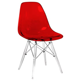 Design Edge Deniliquin  Transparent Red Molded Side Chair with Acrylic Base