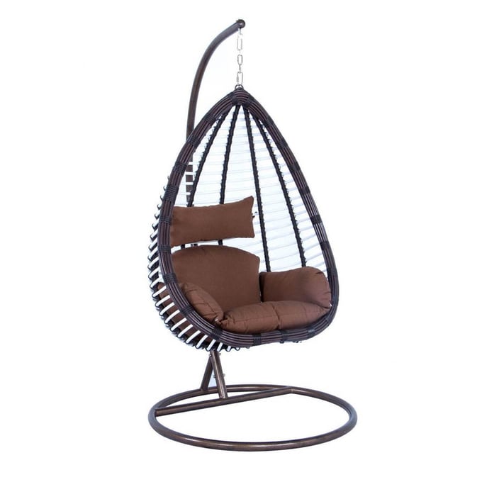 LeisureMod Egg Brown Wicker Hanging Swing Chair LSM-ESC38BR