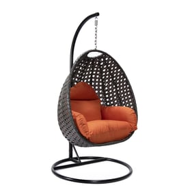 LeisureMod Egg Orange Fabric Hanging Swing Chair