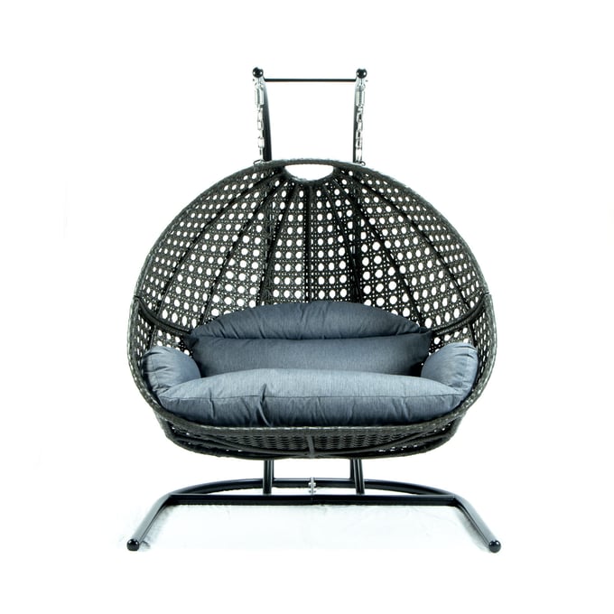 LeisureMod Egg Charcoal Blue Fabric Hanging Double Swing Chair LSM-ESCU57CBU