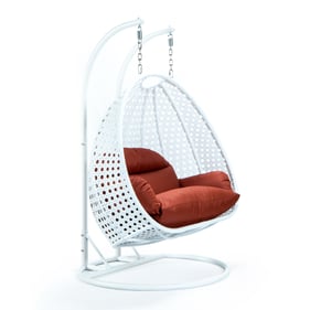 LeisureMod Egg Metal Dark Orange 2 Person Hanging Swing Chair