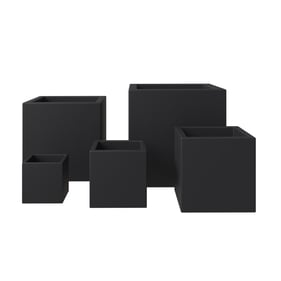 LeisureMod Fern Black Planter Set