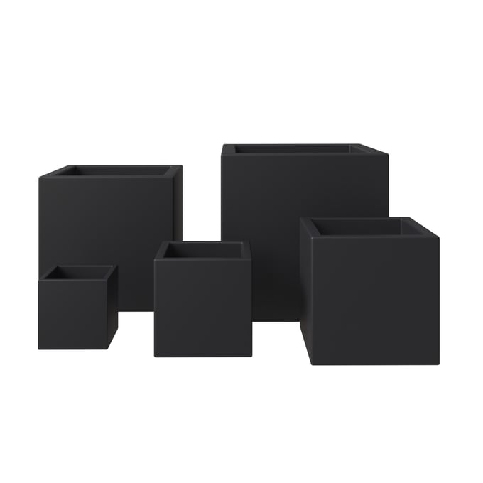 LeisureMod Fern Black Planter Set LSM-FLP9-12-15-20-24BL