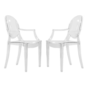 2 LeisureMod Carrol Clear Acrylic Chairs