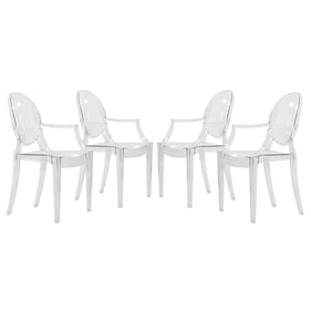 4 LeisureMod Carroll Clear Acrylic Chairs