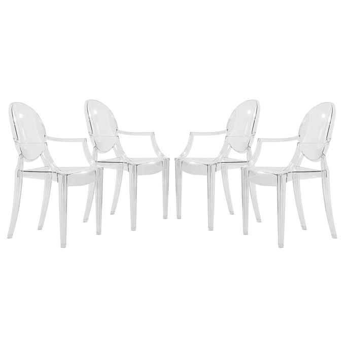 4 LeisureMod Carroll Clear Acrylic Chairs LSM-GC22CL4