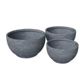 LeisureMod Grove Aged Concrete Planter Set