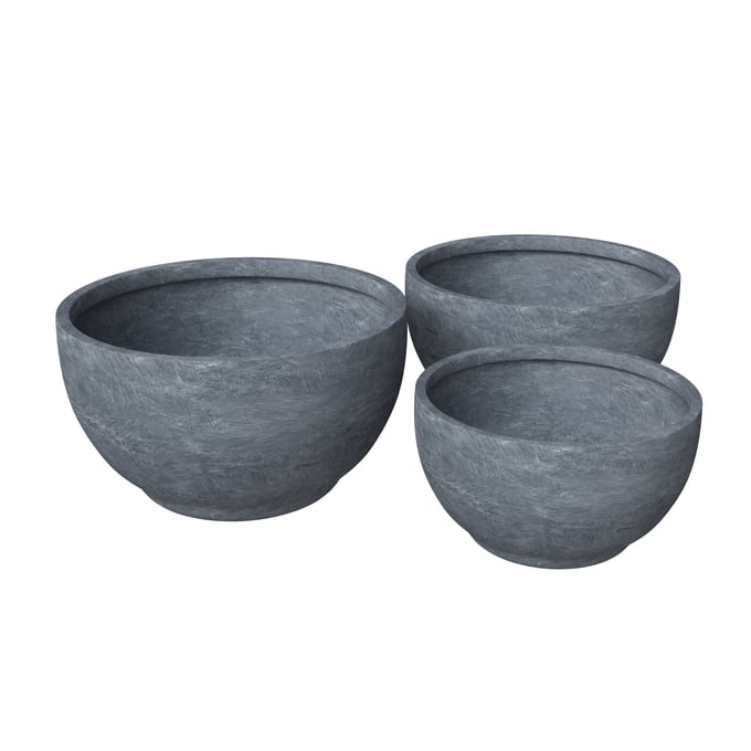 LeisureMod Grove Aged Concrete Planter Set LSM-GP6-7-8AC